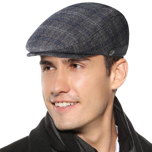 Sumolux Mens Newsboy Hat Flat Cap Gatsby Lvy Irish Hats Driving Cabbie - color: B Grey Plaid