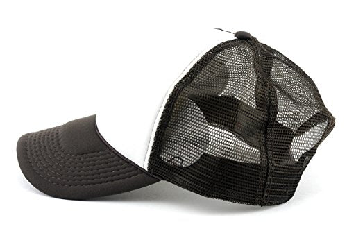 NYFASHION101 Plain Mesh Trucker Hat - Breathable 6-Panel Daily Snapback Cap, Customizable Ideal for DIY Embroidery & Patches - color: Brown/White