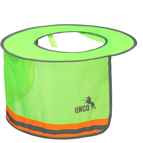 UNCO- Hard Hat Sun Shield, Full & Standard Brim Mesh Sunshade High Visibility Reflective, Hard Hat Sun Shade, 3 Green Hats - color: Green, size: 3 Pack