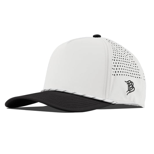 Branded Bills Bare Curved 5 Panel Rope Hat for Men - color: White/Black