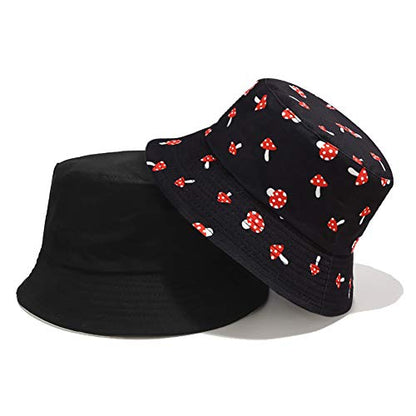 Unisex Bucket Hat Beach Sun Hat Aesthetic Fishing Hat for Men Women Teens, Reversible Double-Side-Wear - color: Mushroom