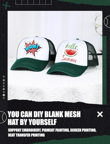 Tarpop 10 Pcs Sublimation Blank Trucker Hats Bulk - color: Dark Green and White