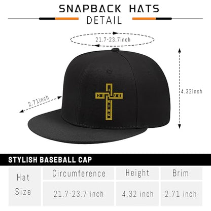 Pineapple Hat Flat Bill Baseball Hats for Men Fashion Black Baseball Cap for Women Adjustable Flat Brim Trucker Hat - color: Golden Cross