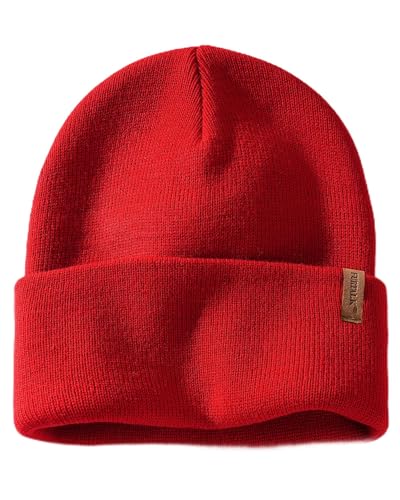 FURTALK Beanie for Men Women Cuffed Thick Knitted Winter Hat Skull Cap - color: Red