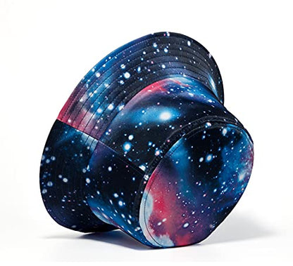Quanhaigou Unisex Sun Hats, Fashion Beach Bucket Hat for Men Women,Summer Outdoor Boonie Cap Breathable Packable - color: Galaxy