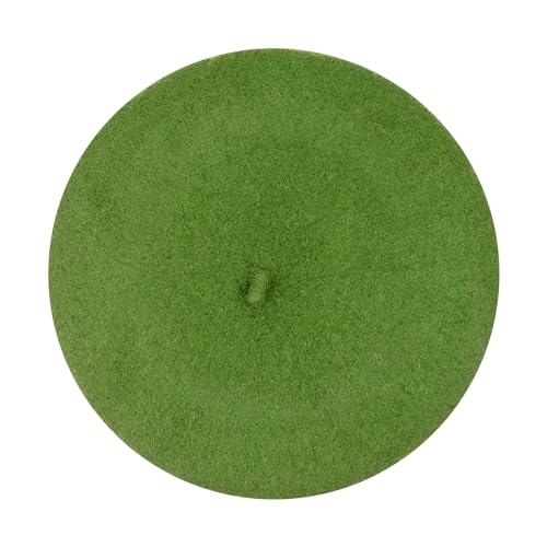 Gllutt Women Wool Beret Hat French Style Solid Color - color: Leaf Green