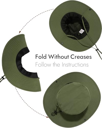 Sun Hats for Men Women UV Sun Protection Waterproof Wide Brim Bucket Hat - color: Armygreen