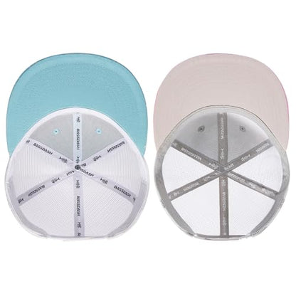 BASSDASH 2 Pack Flat Brim Trucker Cap Adjustable Snapback Hat Mesh Back for Men Women Fishing Hunting - color: Pack of 2, Turquoise & Rosy Clouds
