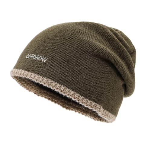 Slouchy Knit Beanies Winter Hats for Women Men Soft Warm Slouch Cuffed Skullcap Knitted Beanie Cap Stocking Hats - color: Mg-zzm25106-green