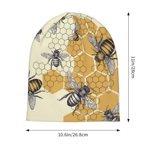 Slouchy Beanie Hat Skull Cap Chemo Headwear Baggy Hats for Men Women Running Cycling - color: Funny Bee