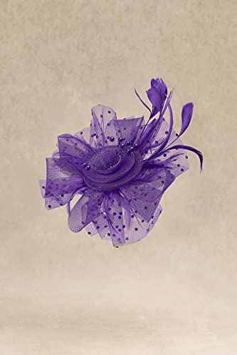 BABEYOND Fascinators Hats for Women Tea Party Flower Tulle Bead Derby Hat - color: Purple