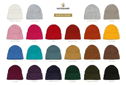 Seamless Beanie Cap, Acrylic Unisex Winter Beanie - color: Black