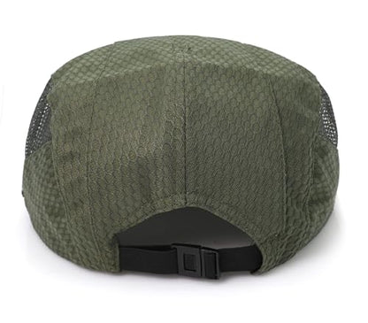 Mesh Cap Breathable Summer Newsboy Hat Adjustable Beret Ivy Cap Irish Cabbie Driving Fishing Hats - color: Olive Green