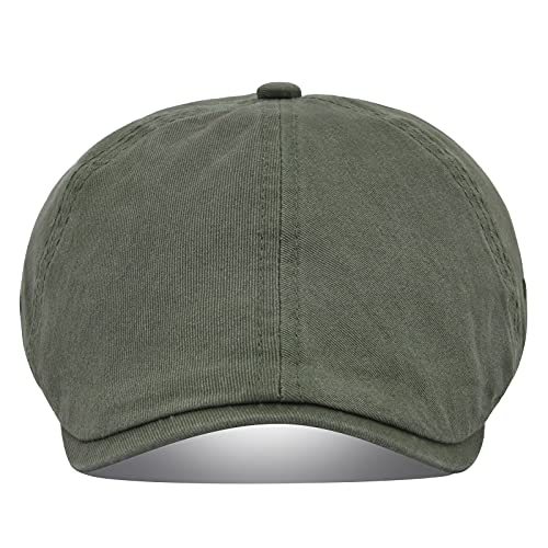 VOBOOM Cotton Washing Flat Cap Cabbie Hat Gatsby Ivy Irish Hunting Newsboy - color: Army Green