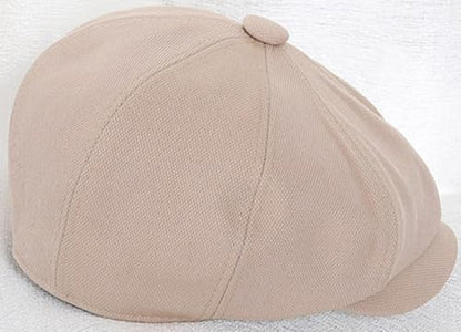 Kids-Boys-Cotton-Newsboy-Cap - Classic Flat Beret Cabbie Hat for Toddler Girls 4-9 Years Old - color: Beige