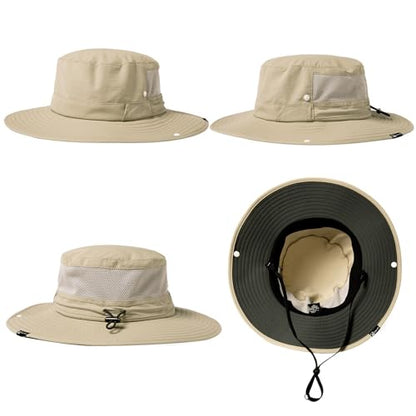 TOP-EX Wide Brim Bucket Sun Hat for Men & Women, Quick-Dry Boonie Hat, Mesh - color: Light Beige, size: Medium-Large