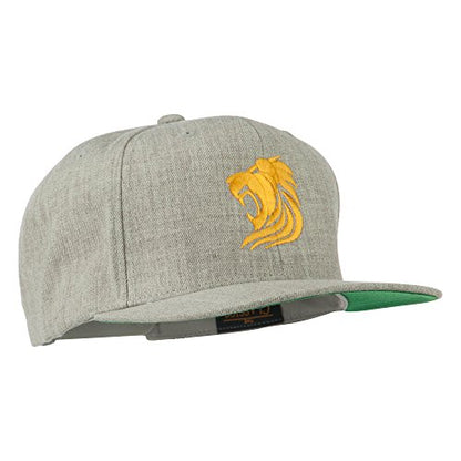 e4Hats.com Gold Lion Embroidered Wool Snapback Cap - color: Heather