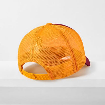 CHOK.LIDS Blank Foam Trucker Hat, Retro Mesh Rope Snapback Cap, Men Women - color: Curved Brim (Burgundy/Gold)