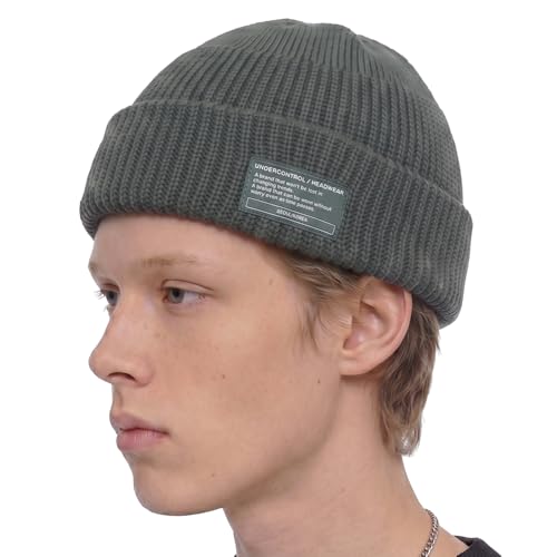 UNDERCONTROL Winter Trawler Fisherman Beanie Men Women Unisex Stylish Plain Docker Skull Hat Roll up Watch Cap Color Pack - color: Green