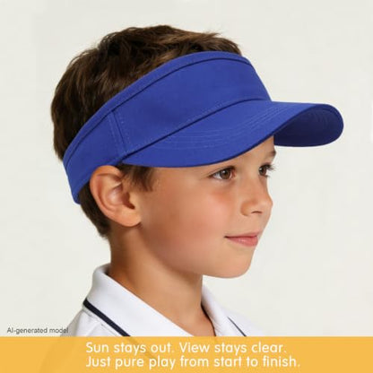 WILLPORT Kids Adjustable Cotton Visor Sun Hat,6-12Y - color: Royal Blue
