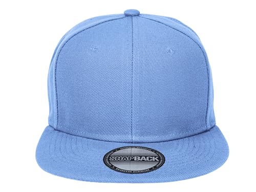 Gelante Plain Blank Flat Brim Adjustable Snapback Baseball Caps LOT 6 Pack - color: Sky Blue