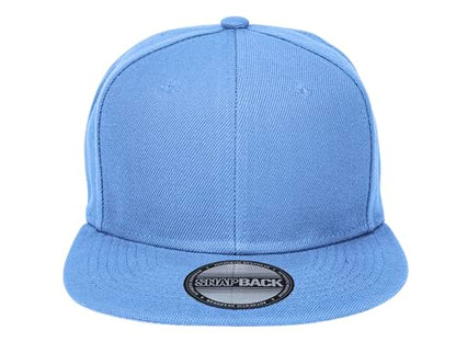 Gelante Plain Blank Flat Brim Adjustable Snapback Baseball Caps LOT 6 Pack - color: Sky Blue