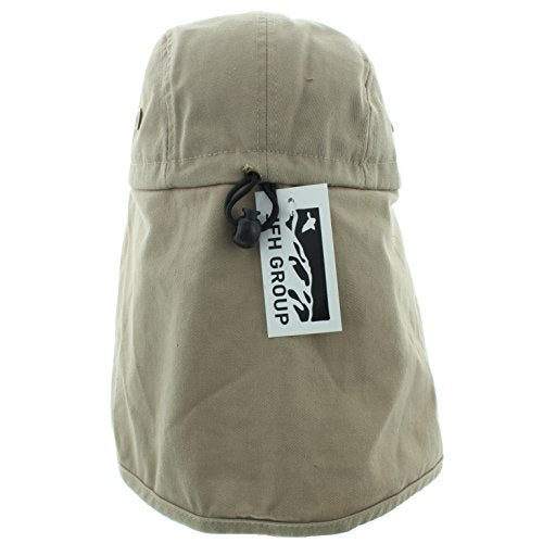 JFH 4 Panel Adjustable Outdoors Fishing Cap with Ear and Neck Flap Sun Cover Unisex - color: Khaki