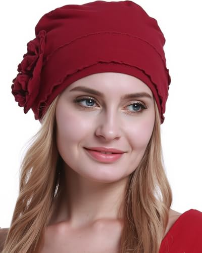 osvyo Chemo Headwear Turban Cap for Women - Cancer Beanie Hair Loss Sealed Packaging - color: Cotton_rust Red