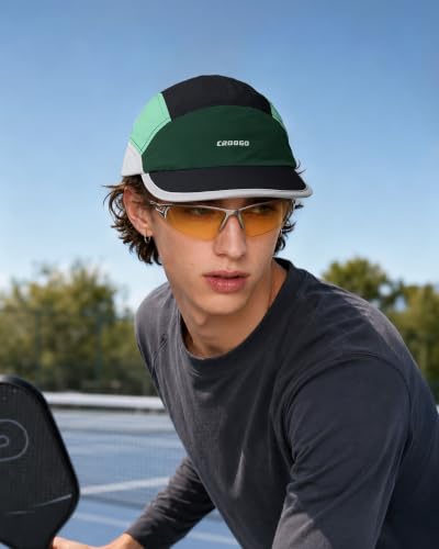 Croogo Running Cap Water Resistant Foldable Sports Hat - color: Black/Green
