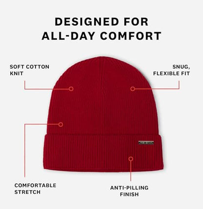Revony 100% Cotton Men’s Skull Beanie – Soft, Structured, Everyday Comfort - color: Red