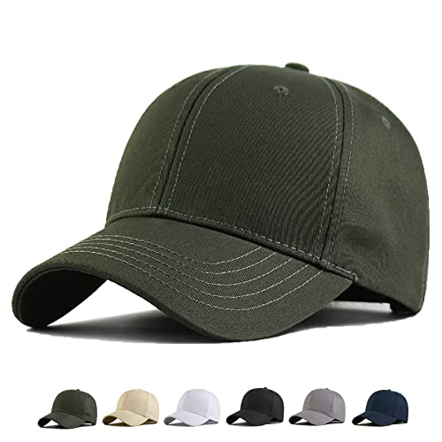 Oversize Baseball Cap XXL Big Head Hats for Men Large Head Hats Dad Hat Adjustable 23.6"-26.8" - color: Army Green