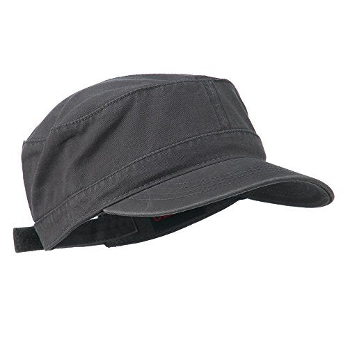 Garment Washed Adjustable Army Cap - color: Charcoal Grey