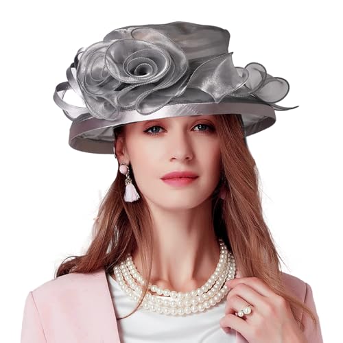 Floral Wedding Hat for Women's Tea Party Fascinators Kentucky Church Derby Hats - color: Grey