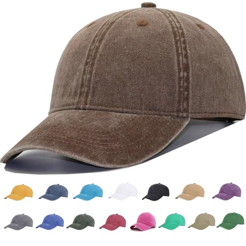 Vintage Washed Cotton Plain Baseball Caps Adjustable Unstructured Blank Casual Dad Ball Hats for Men Women, M/L/XL/XXL - color: Coffee, size: Medium-Large