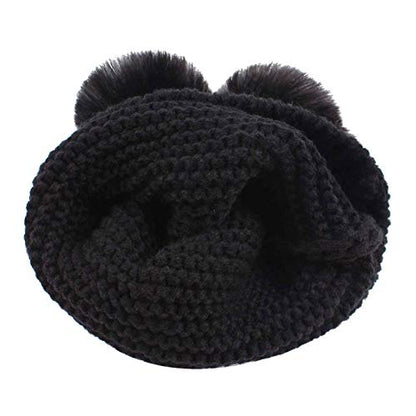Duoyeree Baby Winter Hat Scarf Glove Beanie Set Fleece Lined Set 0-3T - color: Black