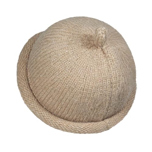 Croogo Brimless Hats Winter Watch Cap No Visor Knit Beanie Sailor Fisherman Docker Cap - color: Beige