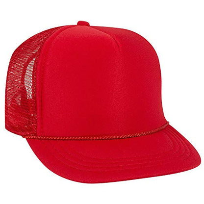 OTTO Polyester Foam Front Youth 5 Panel High Crown Trucker Hat - color: Red