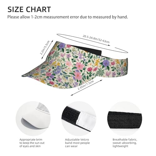 Unisex Adjustable Sports Sun Visor - color: Retro Spring Flowers and Ferns
