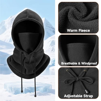 Winter Balaclava Ski Face Mask: Men Women Warm Windproof Face Cover Hat - color: Black