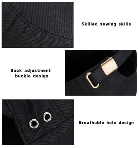 Initlove Cadet Army Cap Military Unisex Flat Top Hat for Men Women - color: Black