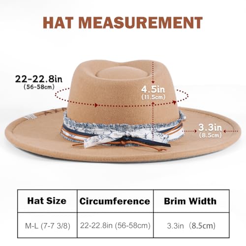 Big Brim Fedora Mens Women Boho Hat Handmade Dress Up Hats - color: Khaik