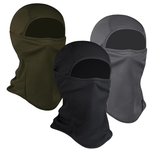 3 Pieces Balaclava Ski Mask -Winter Full Face Mask for Men Women Windproof Weather Outdoors Cover for Men Women Boys Girls - color: Black/Darkgrey/Army Green