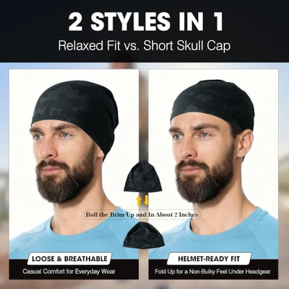 WTACTFUL Cooling Breathable Skull Cap Men Women, Sweat Wicking 1-2-4 Pack - color: 1 Piece - Camoblack