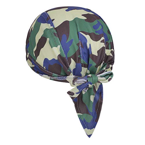 Greenery-GRE Head Tie Quick Drying Cycling Cap Headband Skull Beanie Bandana Do Rags Moisture Wicking Pirate Hat Helmet Liner - color: Blue Camouflage