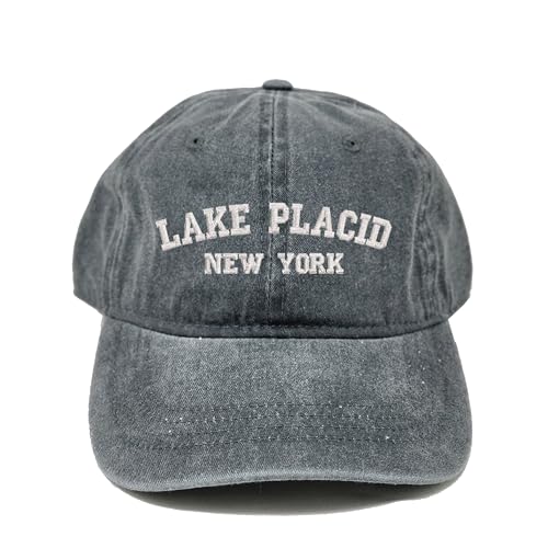Lake Placid New York Embroidered Cotton Baseball Cap hat - color: Gray
