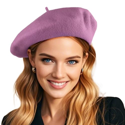 French Wool Beret Hats for Women Man - color: Light Purple
