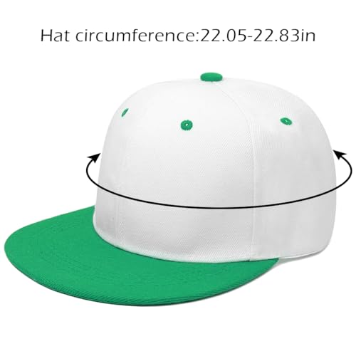 Snapback Hat Flat Bill Visor Hats Adjustable Hip Hop Baseball Cap for Women Men - color: White Green