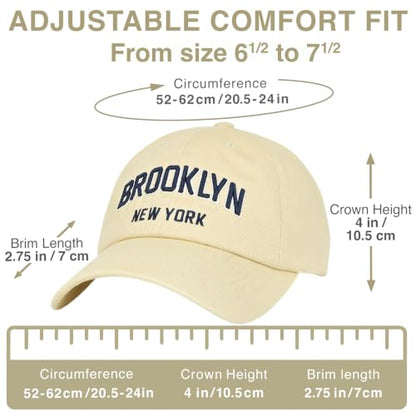 E BY ELIDAN Brooklyn New York Baseball Cap, Embroidered Dad Hat - color: Cream