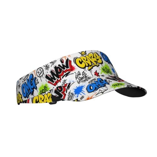 Sun Visor Hats Adjustable Open Top Sport Hat for Golf Women/Men - color: Graffiti Pattern