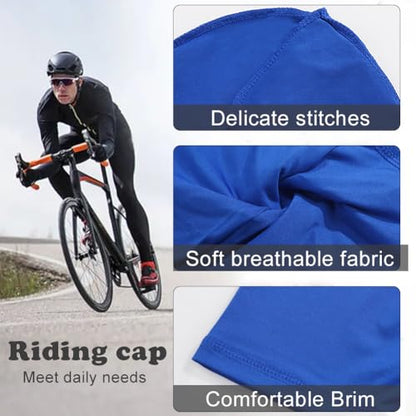 4 Pieces Skull Caps Running Cycling Beanie Hats Breathable Helmet Liner Sleep Hats for Men Women - color: F: Camo Blue+camo Orange+black+blue